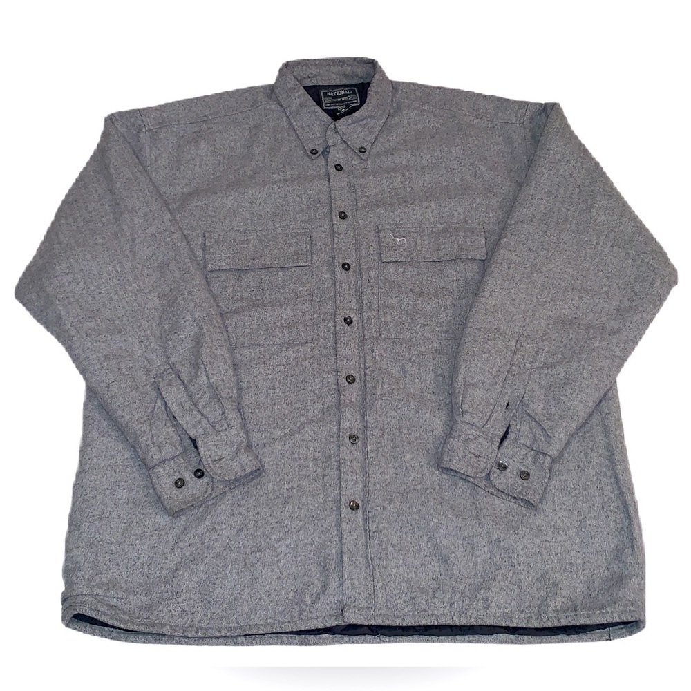 Custom National Outfitters XL Lined Shirt Insulated Quilted Shacket Jacket Grey